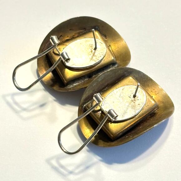 Marjorie Baer SF pierced earrings vintage Brutalist artisan unique hand crafted - Picture 7 of 7